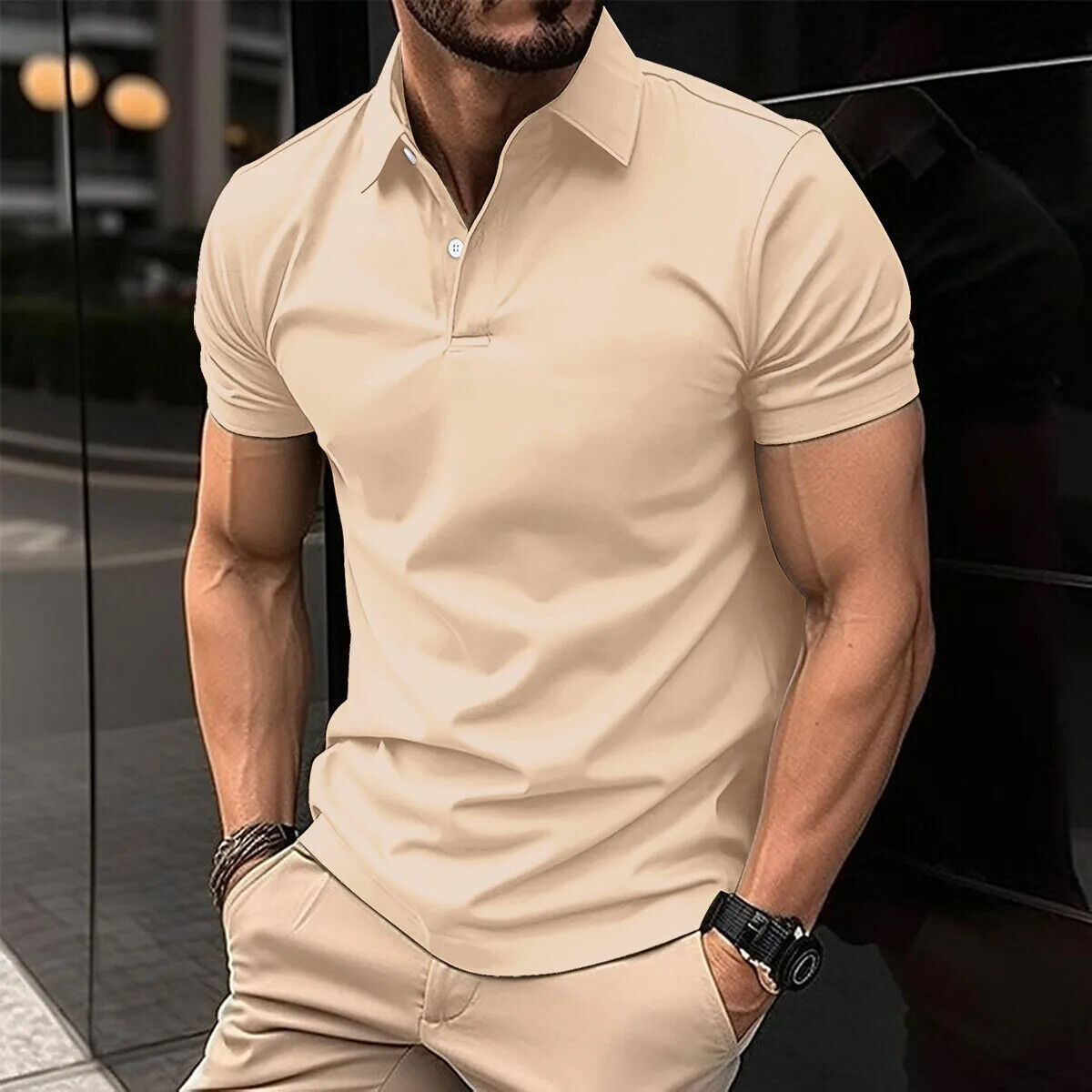 Poloshirt Polohemd Kurzärmlig lässig Business Casual Hemd Sommer Herren Office