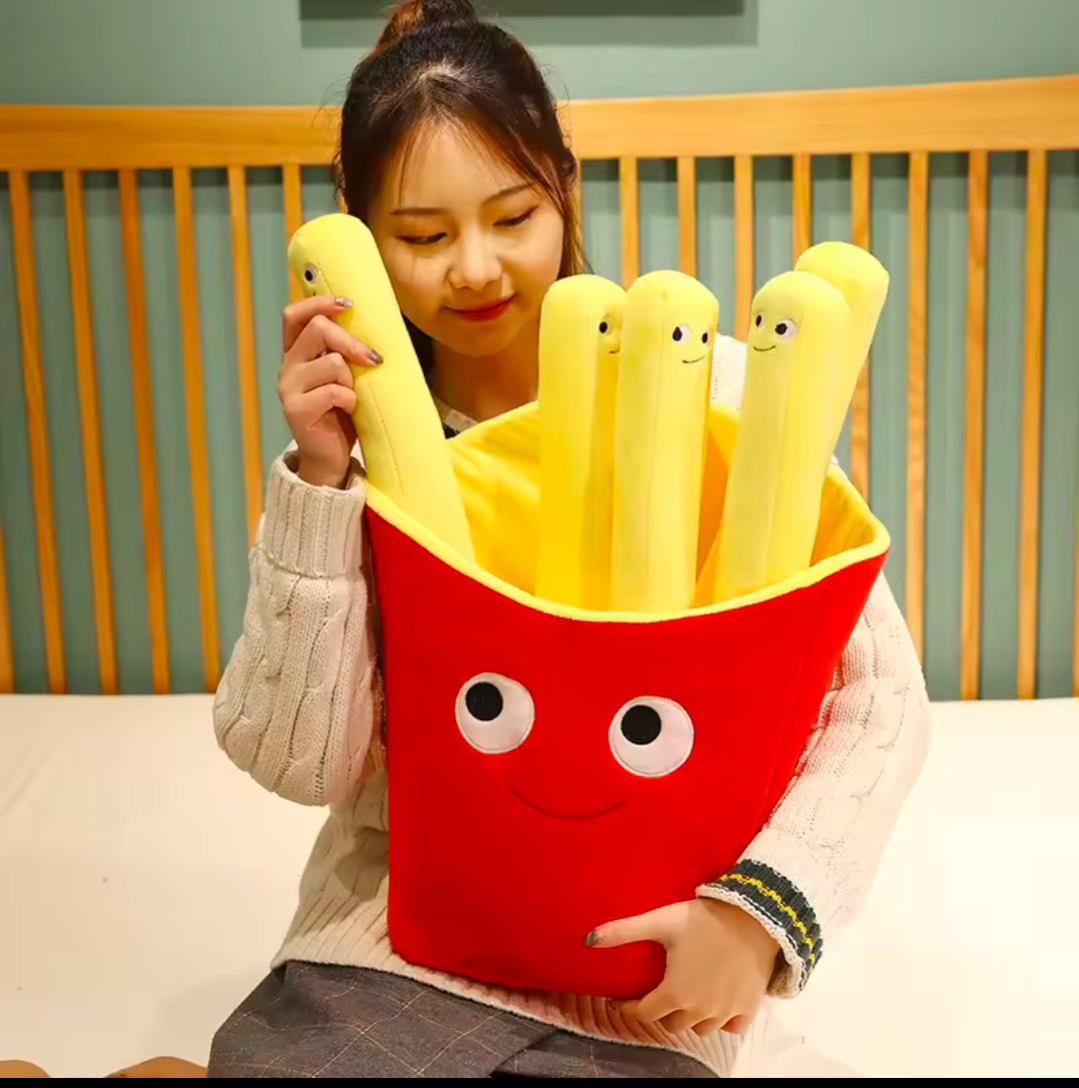 Pommes Frites Kissen Kuscheltier Plüschtier lächende Fritten Mcdonal 40 cm