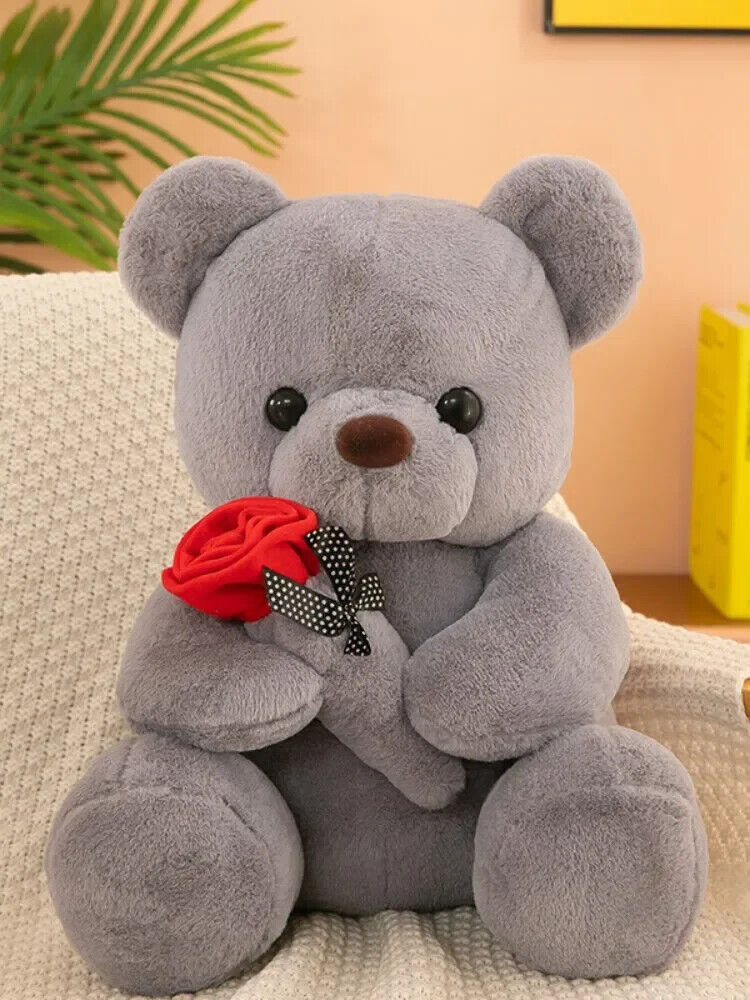 Valentinstag Rosen Teddybär Plüschbär mit Rose Stofftier Geschenk Valentinstag