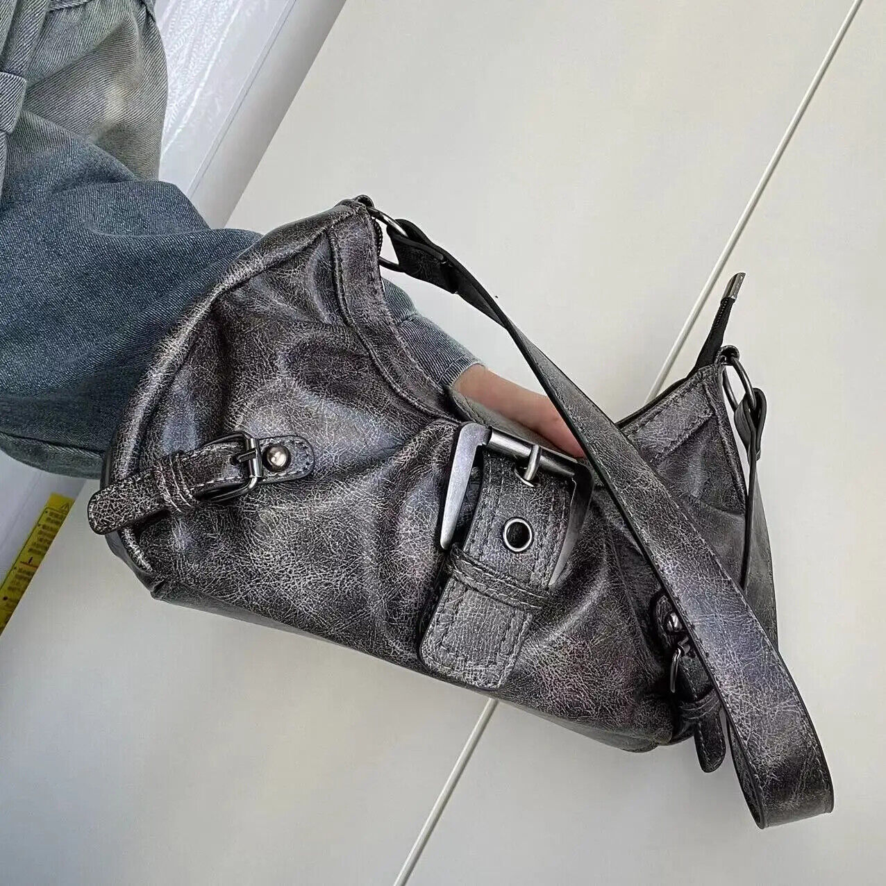 HABO Vintage Maillard Stil Handtasche Damen Kunstleder Schnalle Braun Retro Y2K 