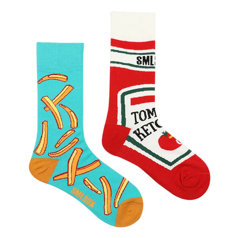 HABO 1 Paar Lustige Socken Ketchup Pommes Eis Noten Pilze Geschenk Mann Frauen