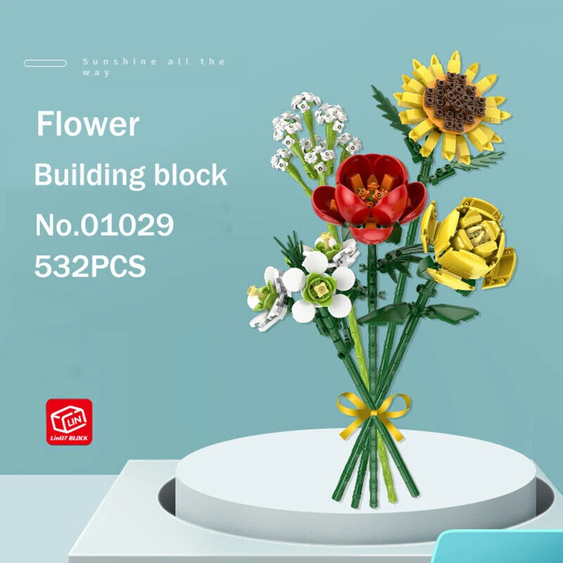 HABO Blumenstrauß Bausteine Set DIY Blumen Geschenk Valentinstag Frauen Mädchen
