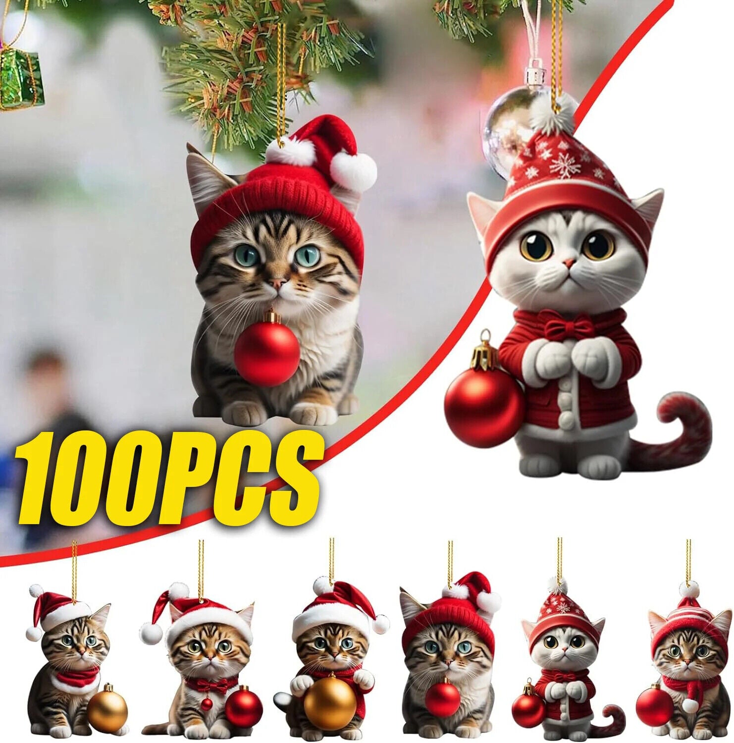 Weihnachts Katzen Anhänger Dekoration Christbaumkugeln im Katzen Design Kugeln 