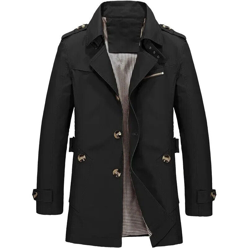 Trenchcoat Mantel Wintermantel Männer Baumwolle Business-Jacke Herbst Winter
