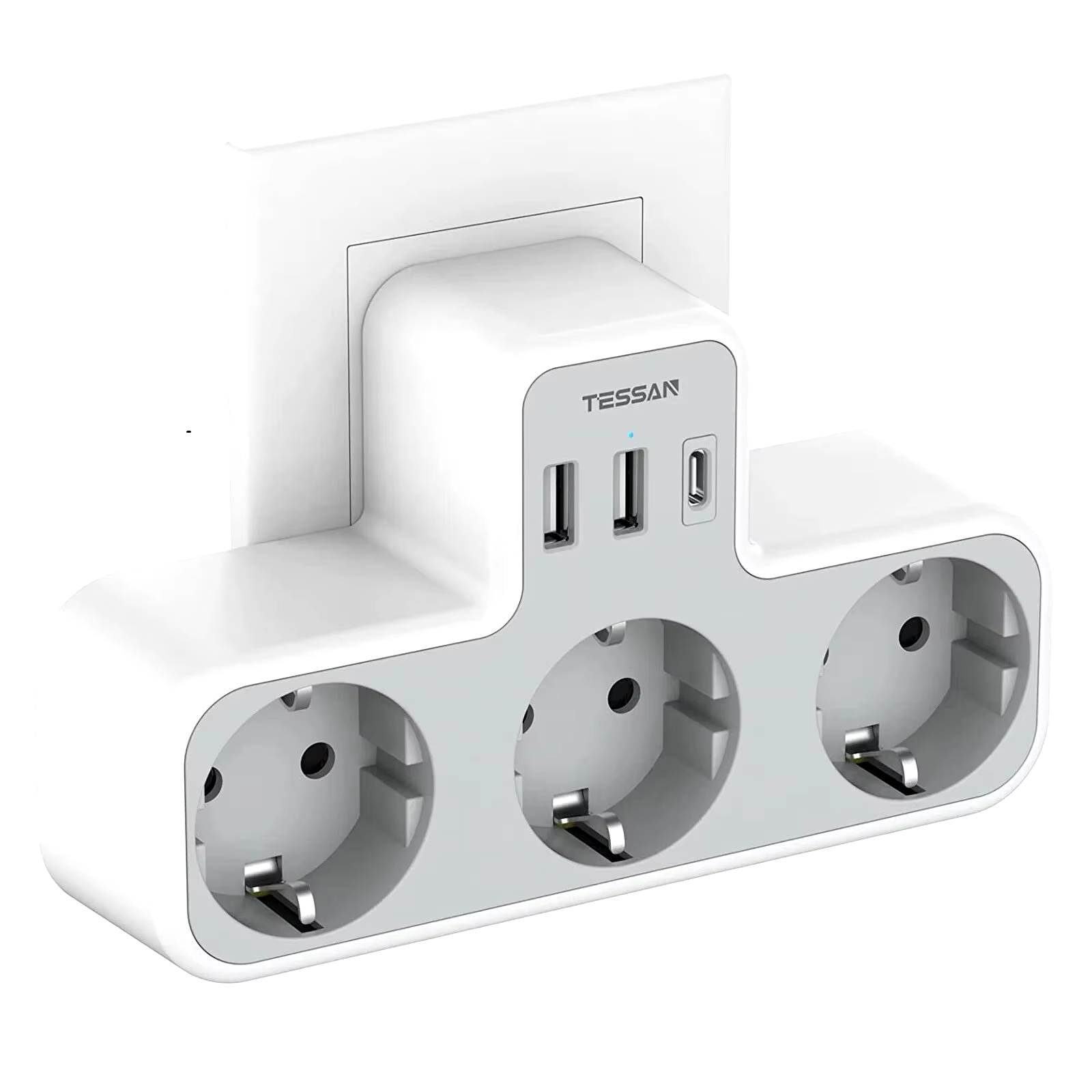 Mehrfachsteckdose praktische Wandsteckdose Steckerleiste anliegend Ac+Usb+TypC