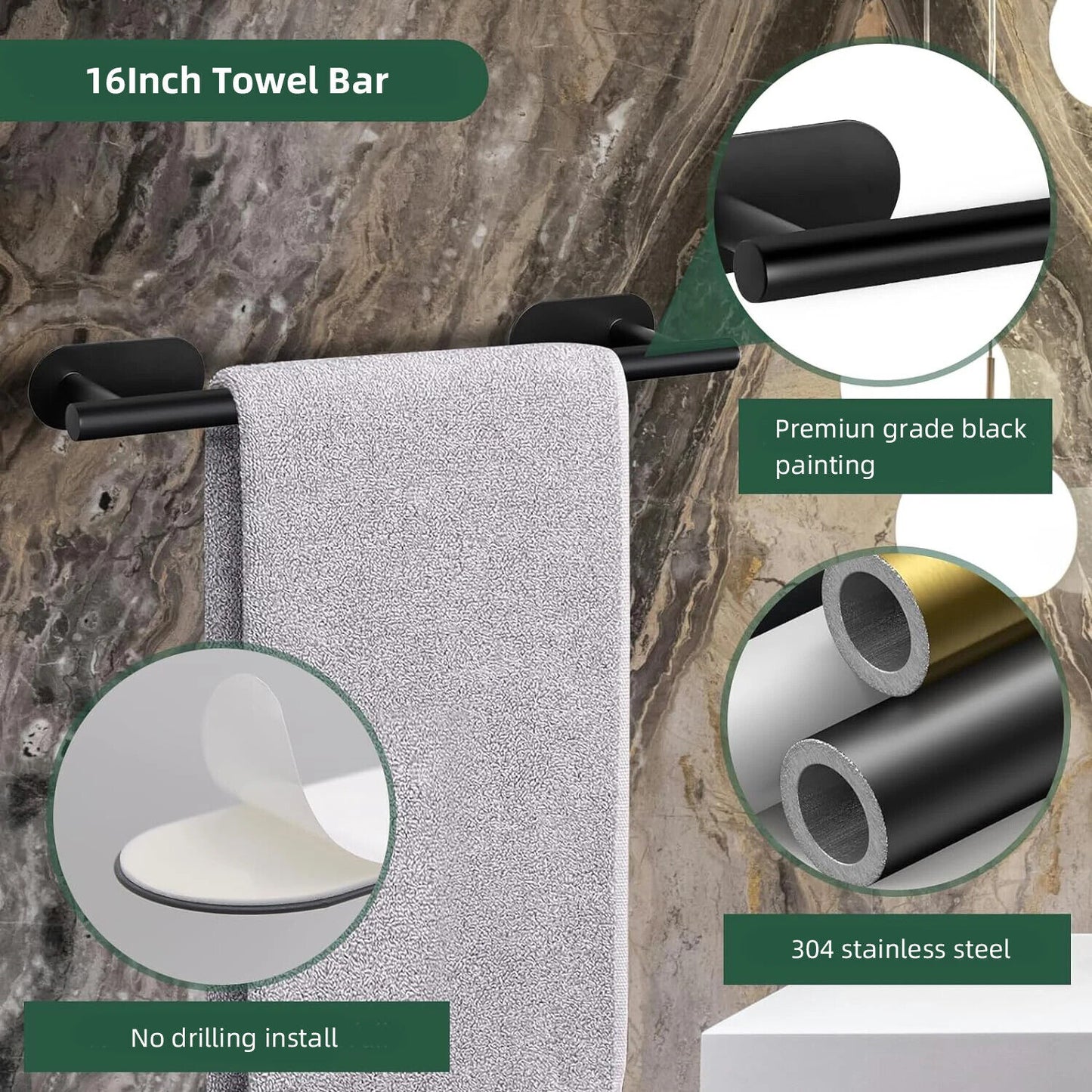 HABO Badezimmer-Hardware-Set aus Edelstahl 304 Gebürstetes Nickel Handtuchhalter