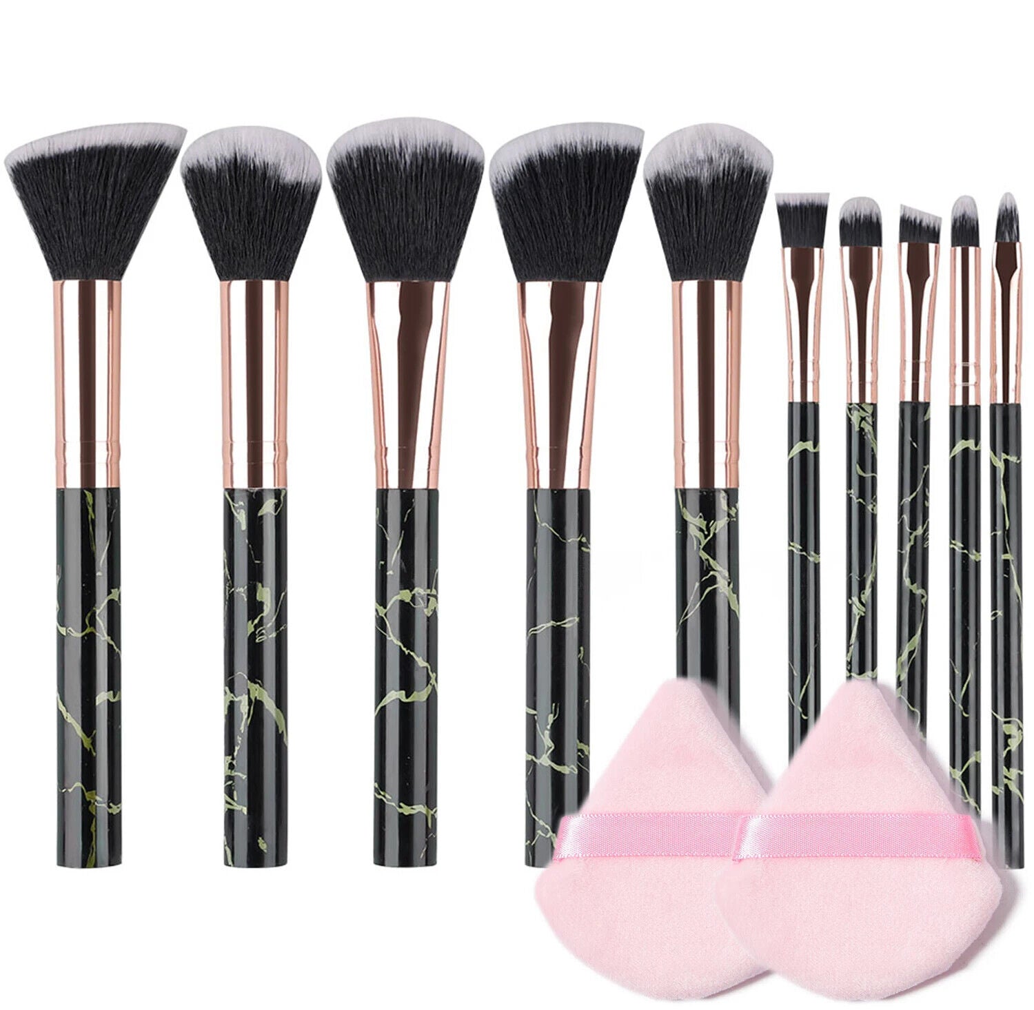 Makeup Pinsel 10 Stück Marmor Make-Up Set Professionell Foundation Puder etc.