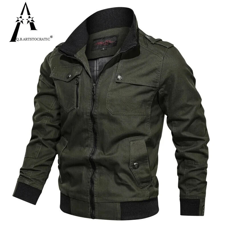 HABO Bomber Jacke Frühling Herbst Dick Windjacke Herren Bequem Lässig mit Kragen