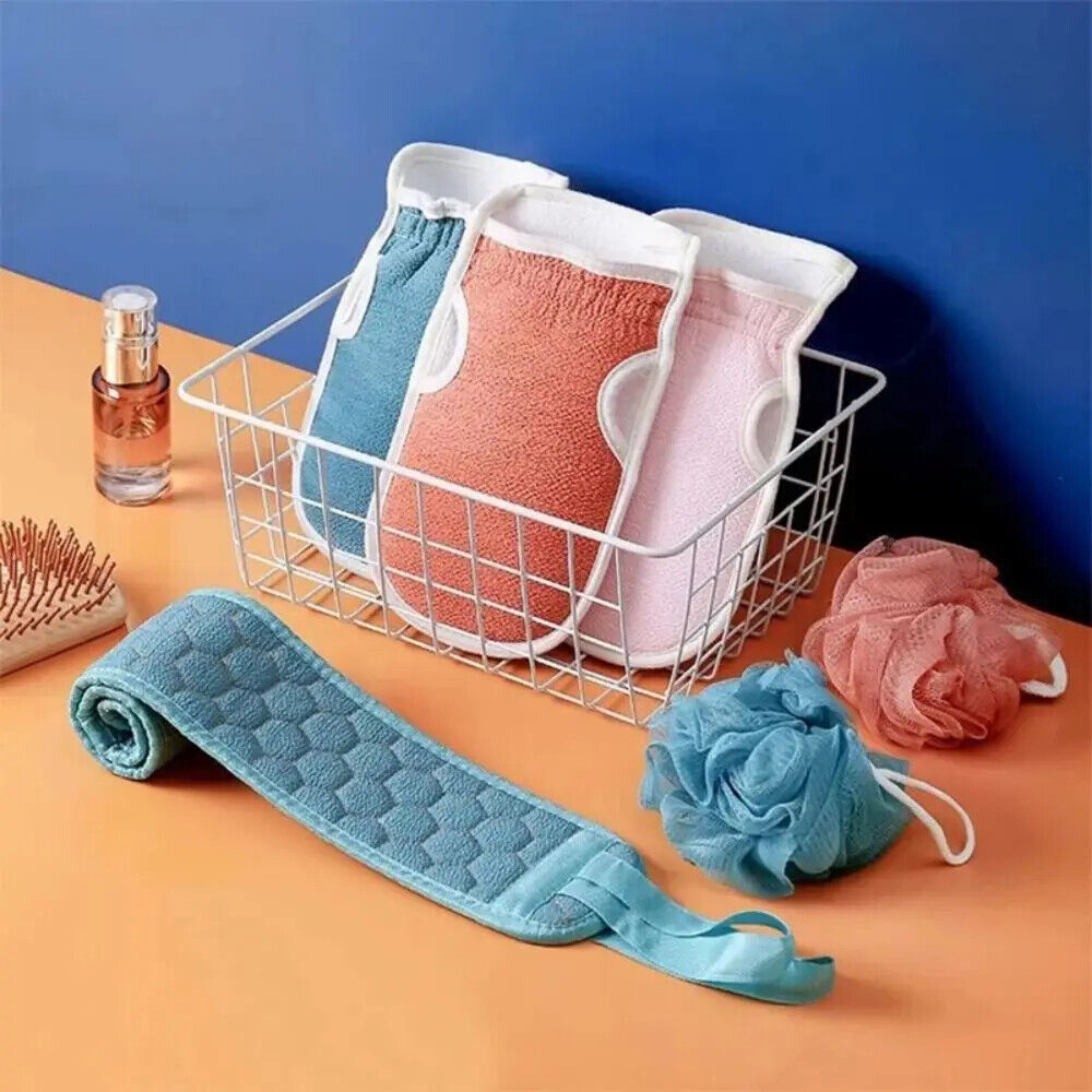 HABO Badetuch-Handschuhe Set – 3 Bad Blume, Fleckenentfernung Rückenreinigung