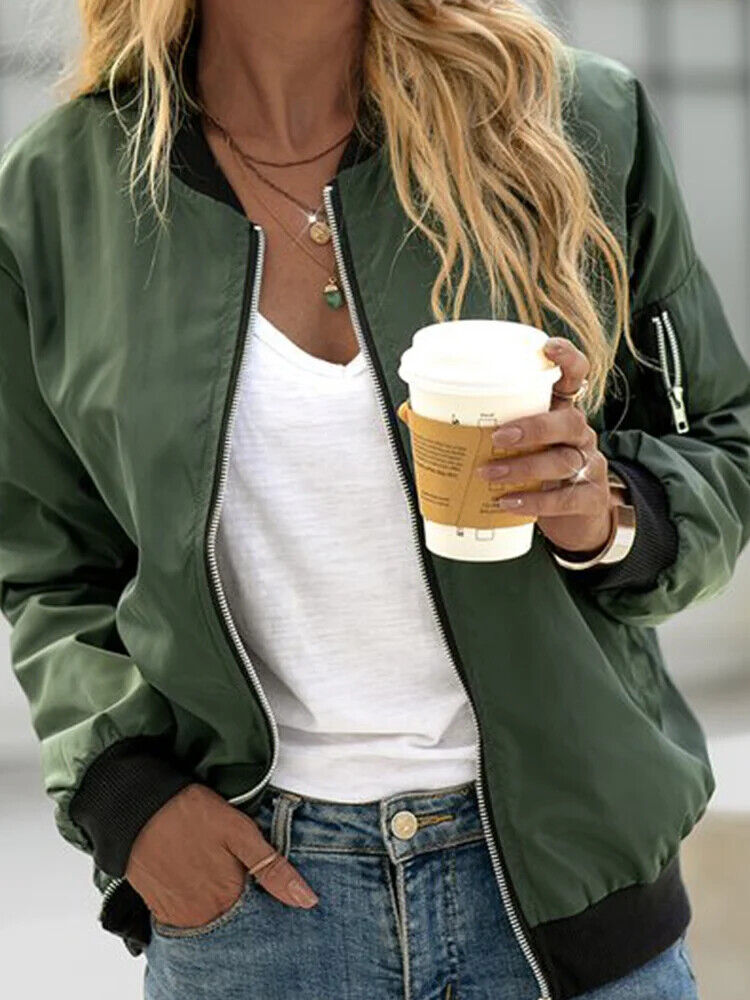 HABO Bomber Jacke Frauen Dünne Bomber Jacke Sommer Herbst Fahrrad Windjacke 