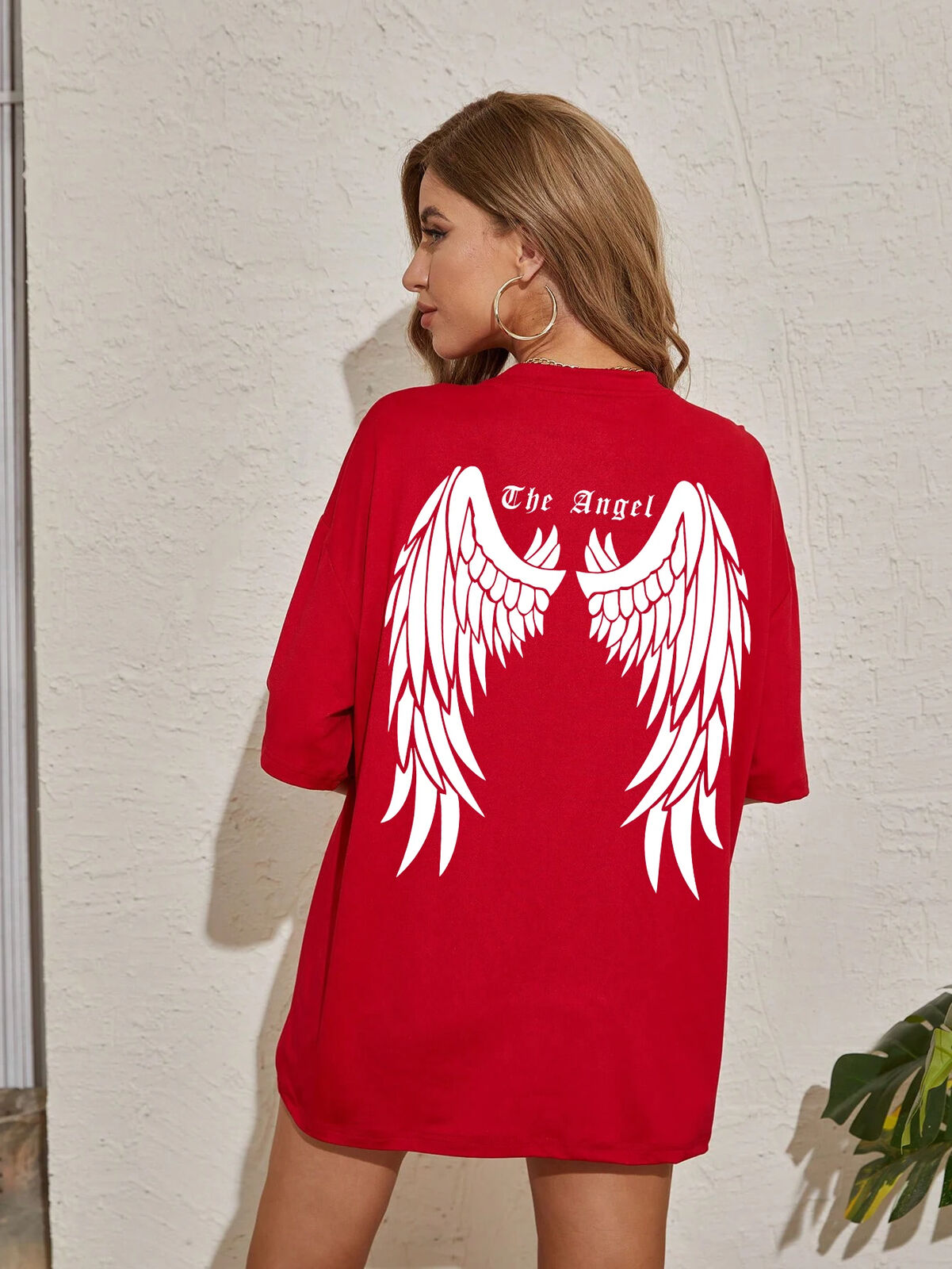Dark Angel Wing T-Shirt für Frauen Baggy Lose Übergroße Flügel Design Shirt