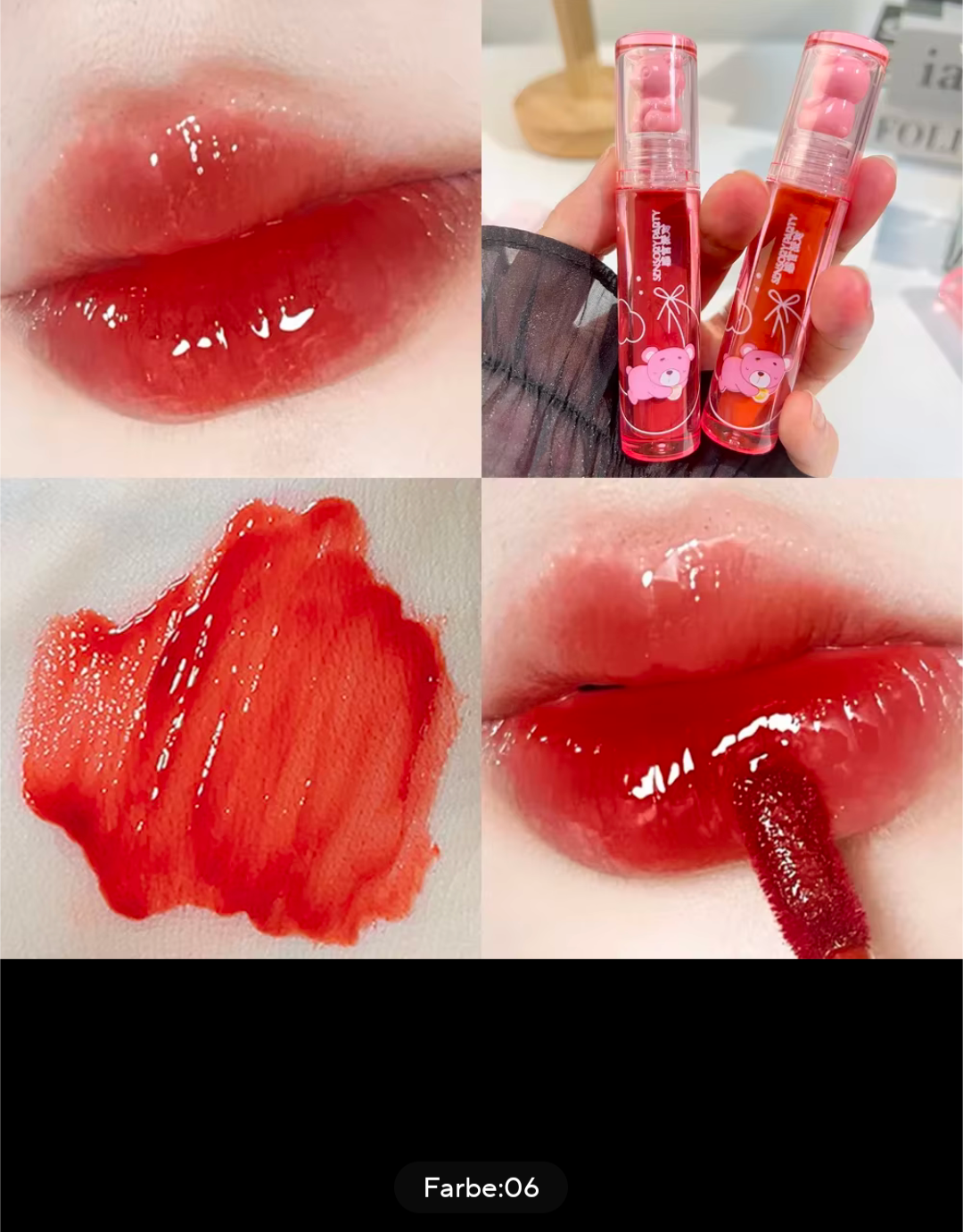 Lipgloss Bär Design glänzende Lippen Spiegelung Frauen Kosmetik Beauty Gloss