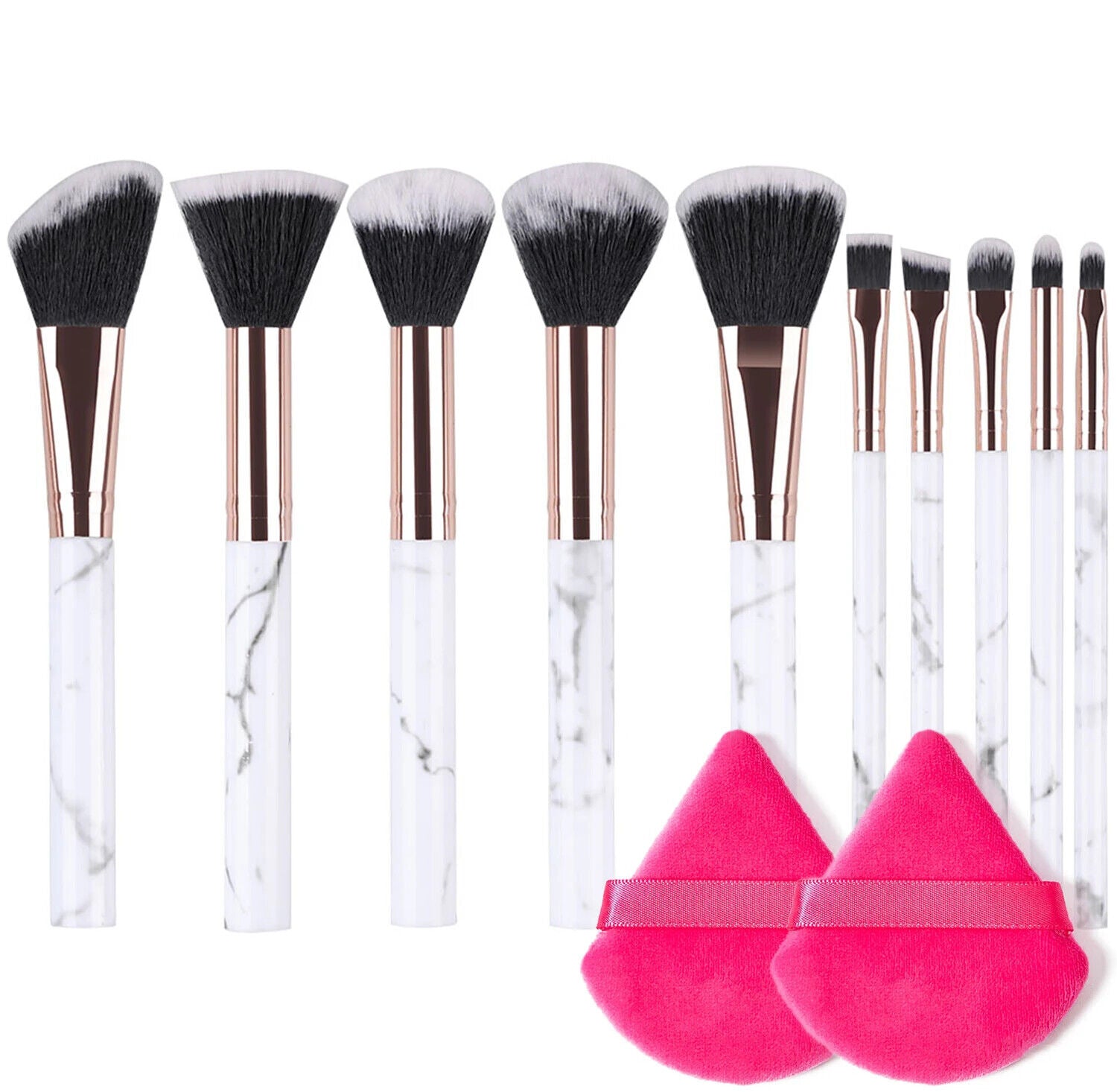 Makeup Pinsel 10 Stück Marmor Make-Up Set Professionell Foundation Puder etc.