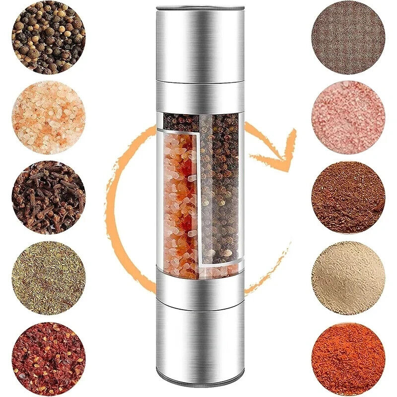 HABO 2 in 1 Gewürz Mühle Salz Pfeffer Gewürze Kräuter Kochen Haushalt Schwarz