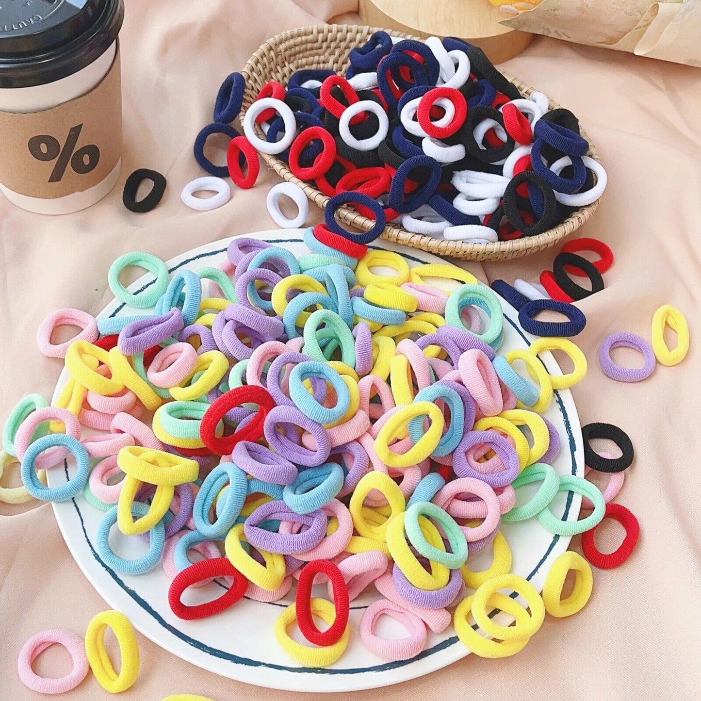 HABO 20/50 Stück Haargummi Elastisch Basic Bunt Gemischt Blau Rot Styling Haare