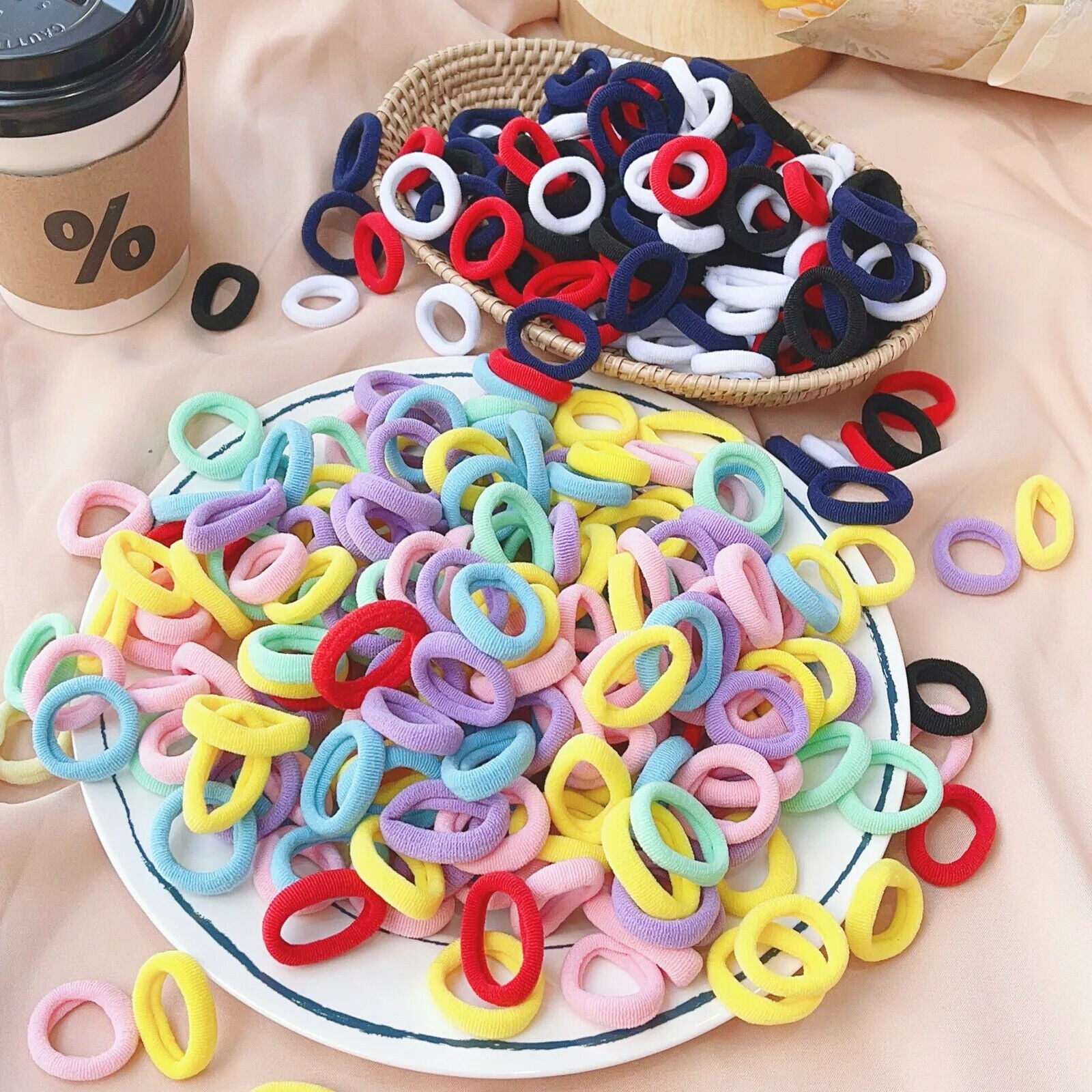 HABO 20/50 Stück Haargummi Elastisch Basic Bunt Gemischt Blau Rot Styling Haare