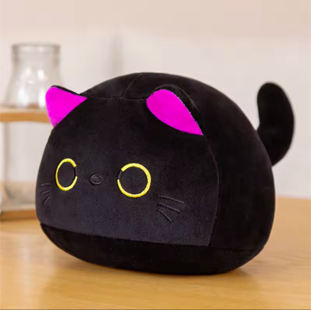 Kawaii Kleine Kuschelige Schwarze Katze Plüsch Puppe Kuscheltier Ball Spielzeug
