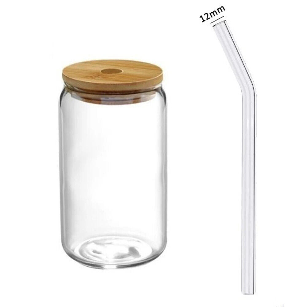 HABO 350Ml/550Ml Glas Becher Mit Deckel Und Strohhalm Kaffee Matcha Bambus 