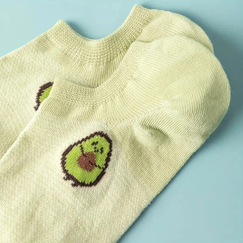 HABO 5 Paar Sneaker Socken Avocado Blumen Süß Grün Frauen Niedlich Mädchen Kawai