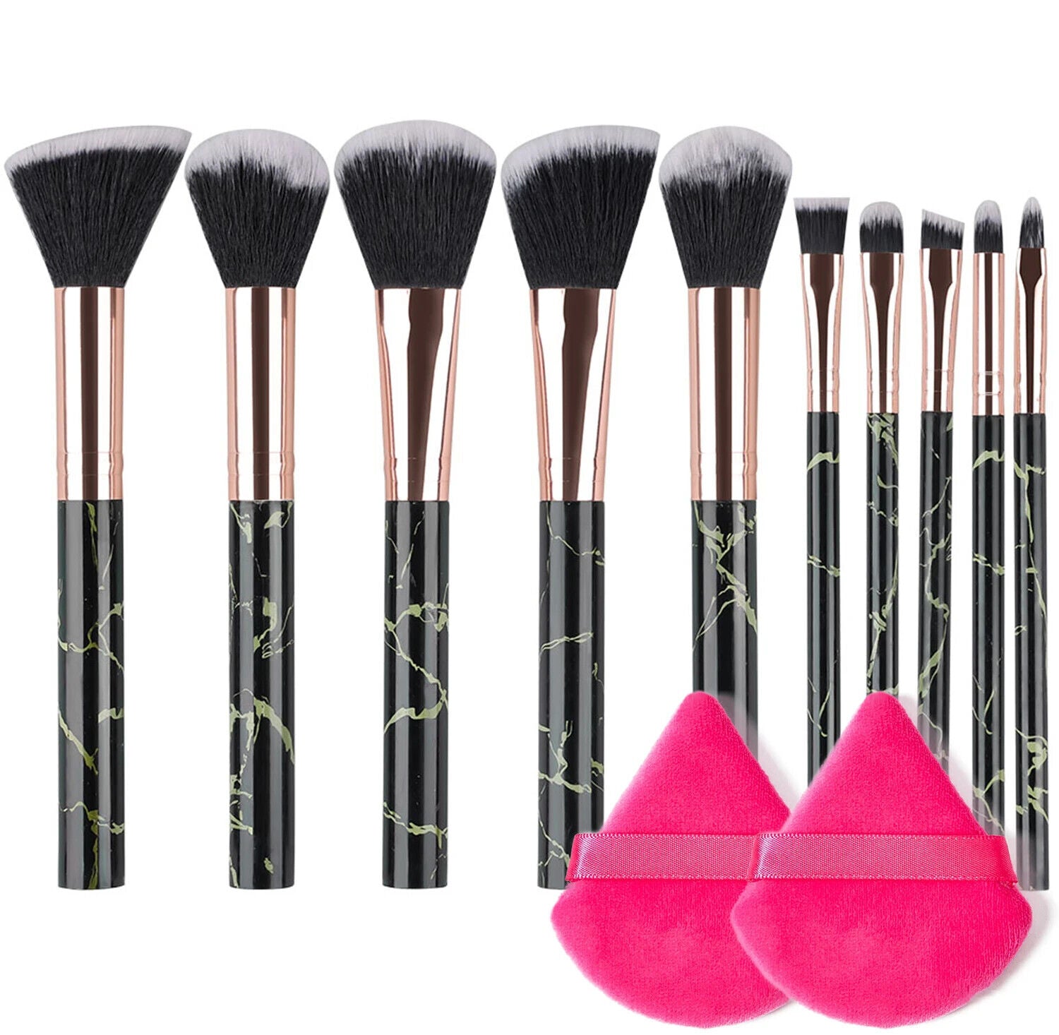Makeup Pinsel 10 Stück Marmor Make-Up Set Professionell Foundation Puder etc.