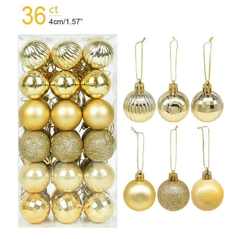 Weihnachtskugeln Weihnachtbaum Kugeln Dekoration für Christbaum Bunt Gold Silber