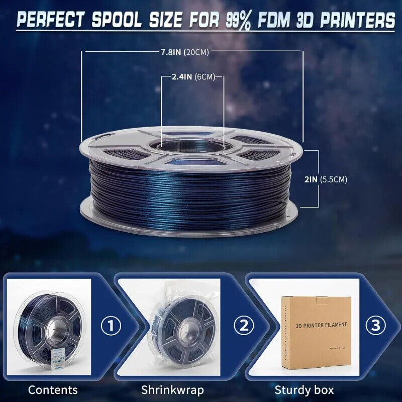 PLA Filament 1,75mm 3D Drucker Farbwechsel Glänzend 1kg/250g Spule 3D Drucker
