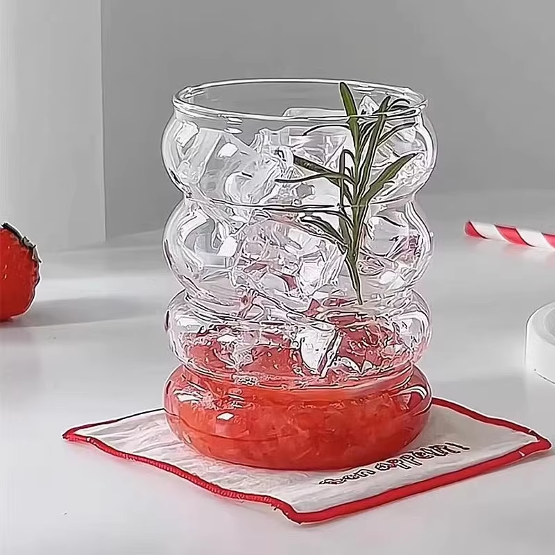HABO 350ml Glas in Raupen Form Matcha Kaffee Ästhetisch Saft Küche Gläaser Set