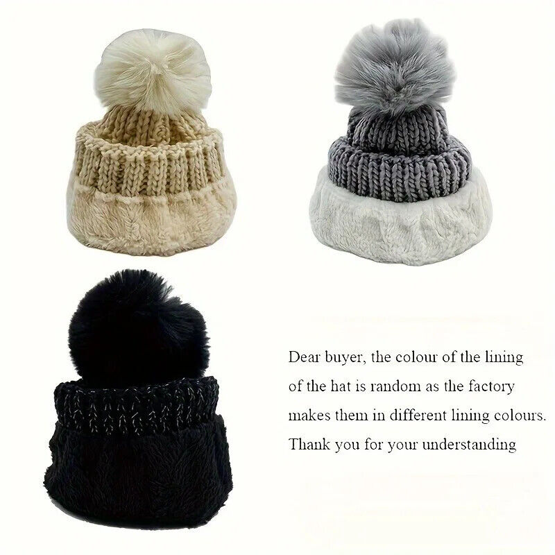 Strickmütze und Schal Set 2 in 1 Winter gefütter warm kuschelige Wintermütze