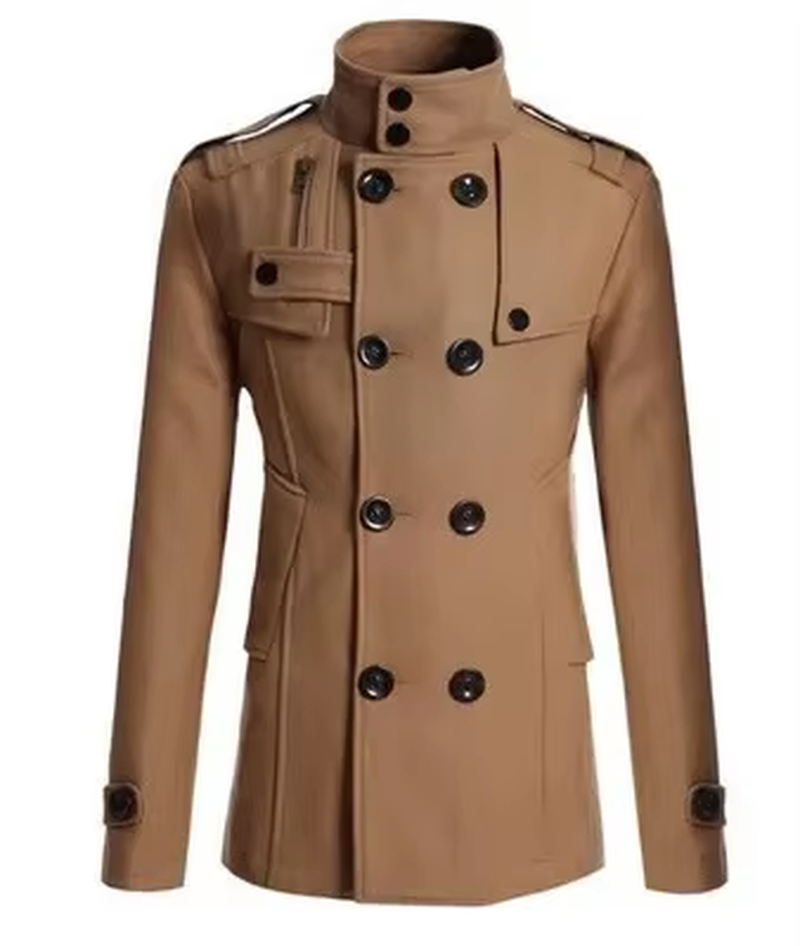 Herren Wolljacke Nehru Stil Wintermantel Warm Bequem Elegante Oberbekleidung