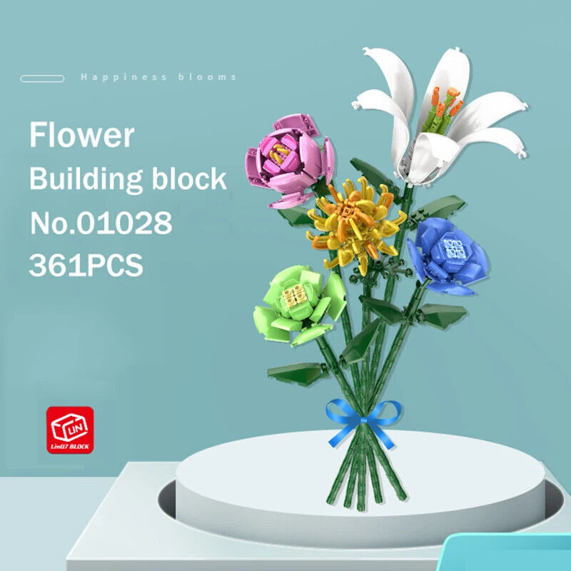 HABO Blumenstrauß Bausteine Set DIY Blumen Geschenk Valentinstag Frauen Mädchen