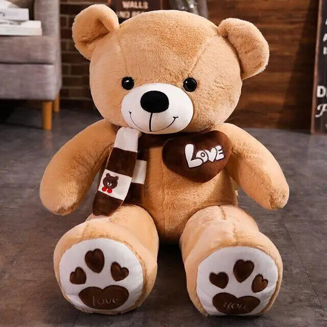 Teddybär Mit Schal Kuscheltier süßer Bär Plüschtier Geschenk für Kinder 4 Farben