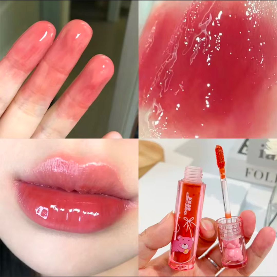 Lipgloss Bär Design glänzende Lippen Spiegelung Frauen Kosmetik Beauty Gloss